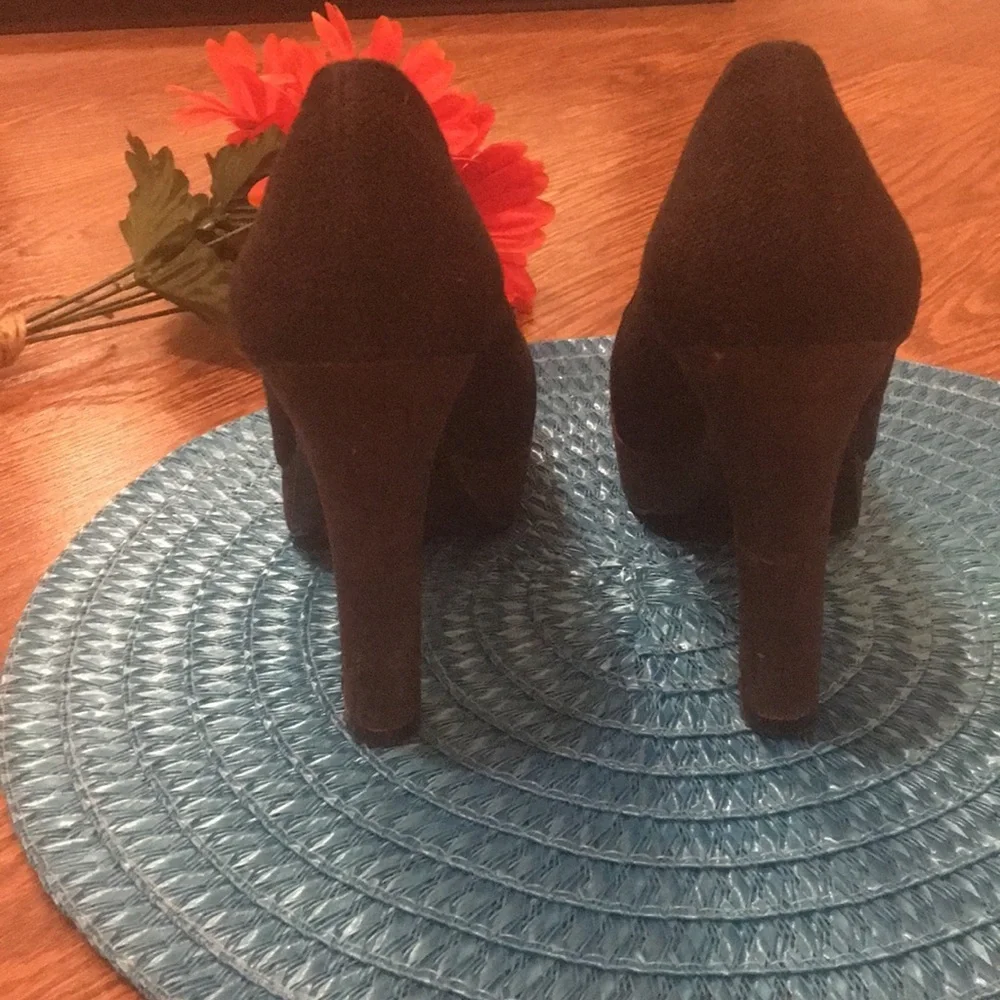 Nine West Black Linen Platform Heels Sz 7.5M